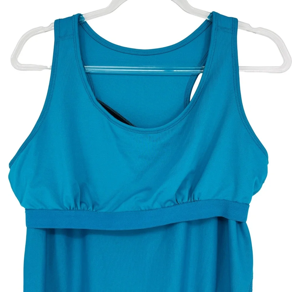 Tek Gear Tank Top Womens XL Blue Black Stripe Shelf Bra Racerback Athletic Gym